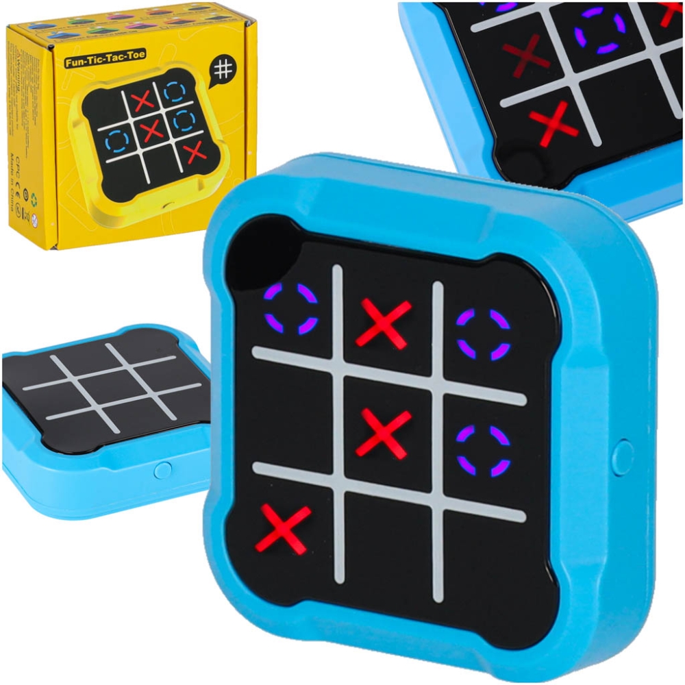Elektroninis galvosūkių žaidimas Tic Tac toe konsolė Kryžiukai rutuliukai, mėlynas-Žaislai, Stalo žaidimai, Žaidimų konsolės-e-v