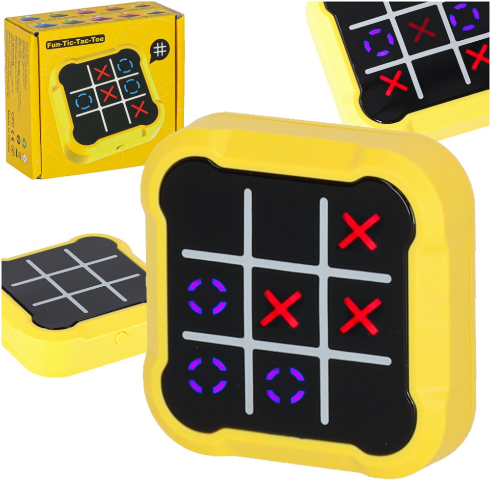 Elektroninis galvosūkių žaidimas Tic Tac toe konsolė Kryžiukai rutuliukai, geltona-Žaislai, Stalo žaidimai, Žaidimų konsolės-e-v