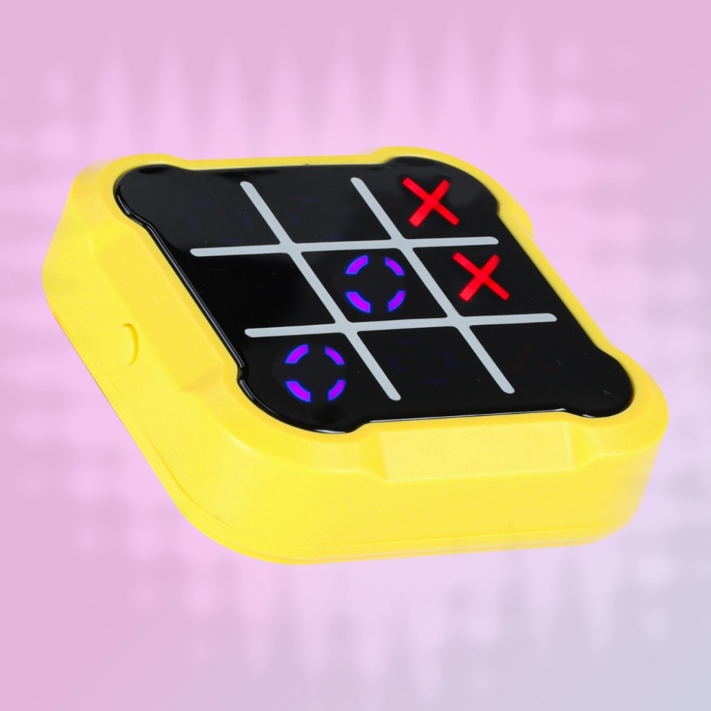 Elektroninis galvosūkių žaidimas Tic Tac toe konsolė Kryžiukai rutuliukai, geltona-Žaislai, Stalo žaidimai, Žaidimų konsolės-e-v