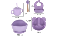 Vaikiškų silikoninių įrankių rinkinys, 8 vnt., violetinės spalvos