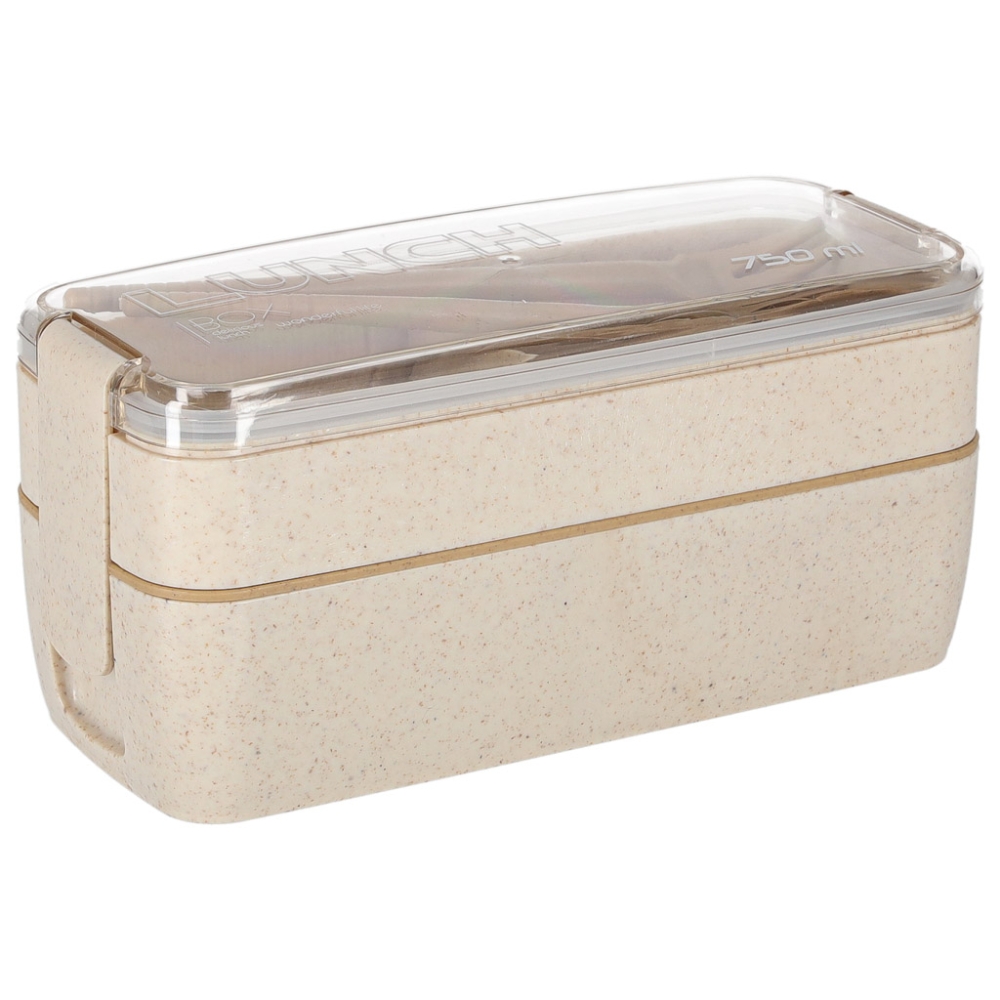 Pusryčių pietų dėžutė su skyreliu, 750 ml, smėlio sp.-Maitinimui, Indai, įrankiai, gertuvės, Priešpiečių dėžutės, indeliai-e-vai
