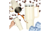 Termo puodelis su šiaudeliu ir rankenėle 1200ml kreminė sp.-Maitinimui, Indai, įrankiai, gertuvės, Puodeliai, gertuvės, Termo in