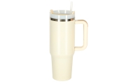 Termo puodelis su šiaudeliu ir rankenėle 1200ml kreminė sp.-Maitinimui, Indai, įrankiai, gertuvės, Puodeliai, gertuvės, Termo in