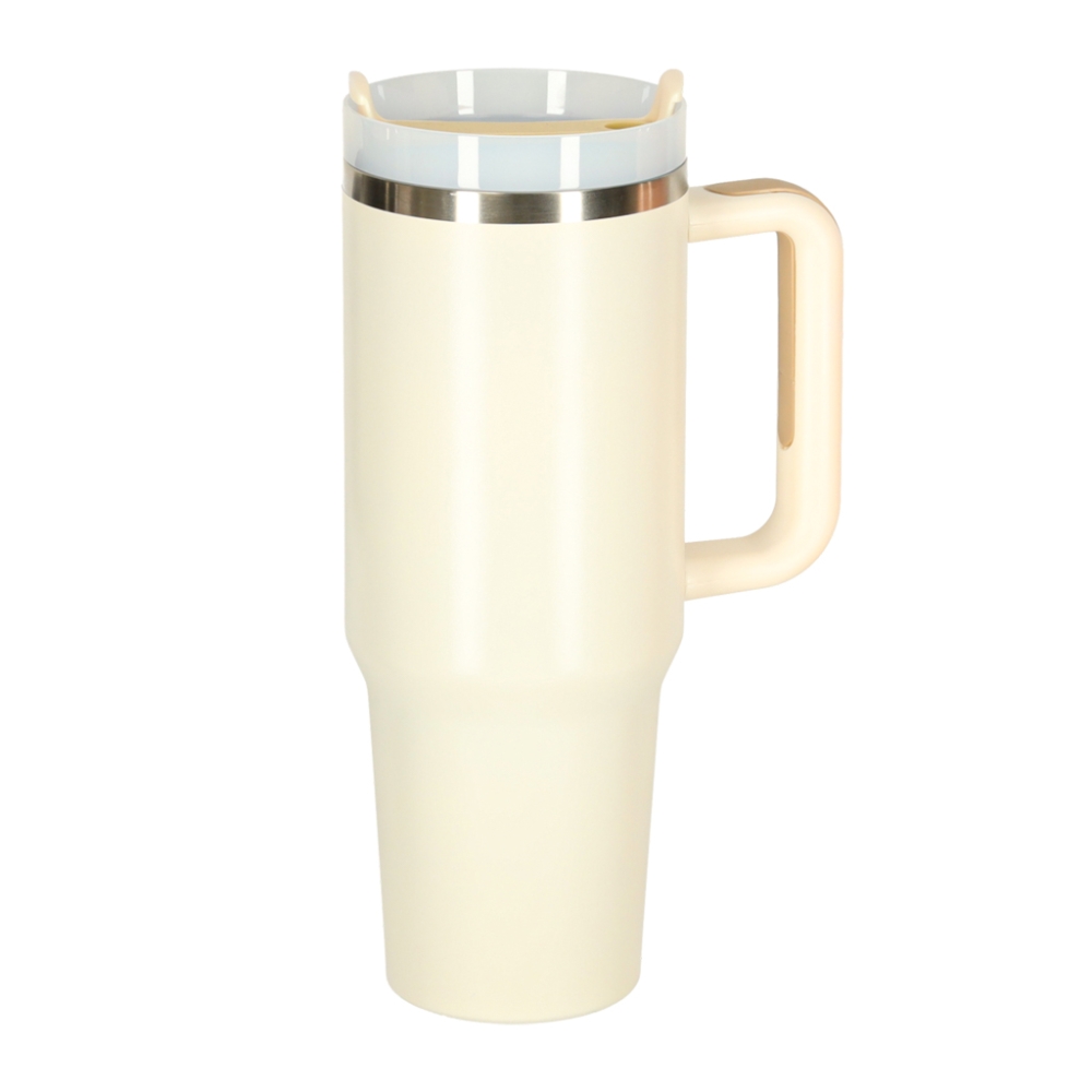 Termo puodelis su šiaudeliu ir rankenėle 1200ml kreminė sp.-Maitinimui, Indai, įrankiai, gertuvės, Puodeliai, gertuvės, Termo in