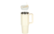 Termo puodelis su šiaudeliu ir rankenėle 1200ml kreminė sp.-Maitinimui, Indai, įrankiai, gertuvės, Puodeliai, gertuvės, Termo in
