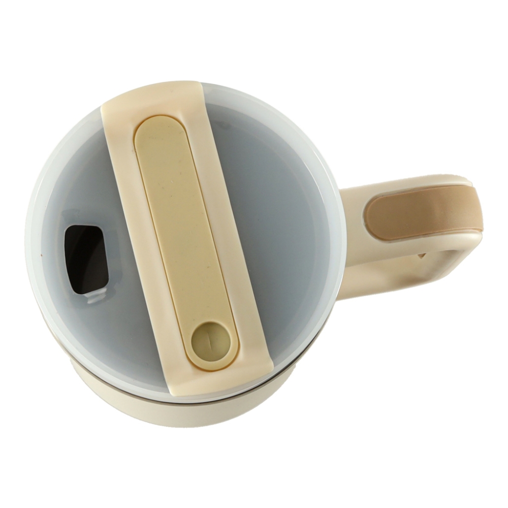 Termo puodelis su šiaudeliu ir rankenėle termosas 1200ml kreminės spalvos