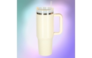 Termo puodelis su šiaudeliu ir rankenėle 1200ml kreminė sp.-Maitinimui, Indai, įrankiai, gertuvės, Puodeliai, gertuvės, Termo in