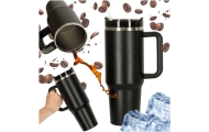 Termo puodelis su šiaudeliu ir rankenėle 1200ml juodas-Maitinimui, Indai, įrankiai, gertuvės, Puodeliai, gertuvės, Termo indai-e