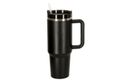 Termo puodelis su šiaudeliu ir rankenėle 1200ml juodas-Maitinimui, Indai, įrankiai, gertuvės, Puodeliai, gertuvės, Termo indai-e