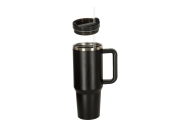 Termo puodelis su šiaudeliu ir rankenėle 1200ml juodas-Maitinimui, Indai, įrankiai, gertuvės, Puodeliai, gertuvės, Termo indai-e