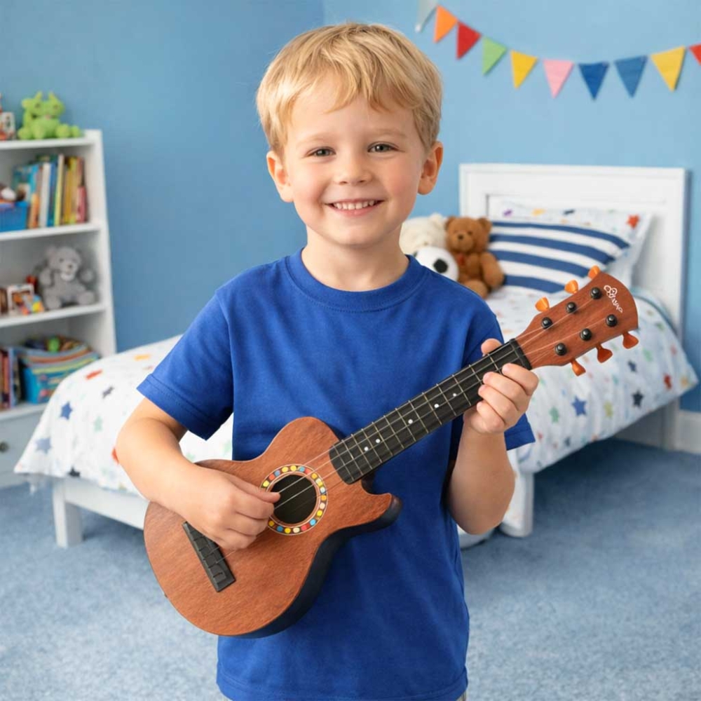 Klasikinė gitara vaikams medinė 6 stygų 18 colių 46,5 cm-Žaislai, Muzikiniai-e-vaikas