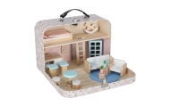 Lėlių namelis lagamine priedai mediniai baldai