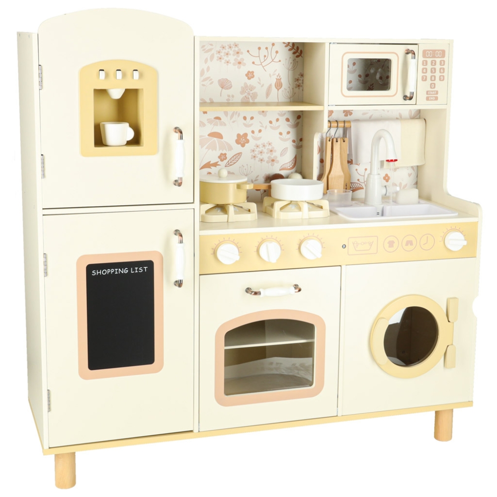 Medinė daugiafunkcinė virtuvė su vandens čiaupu, garsais ir šviesomis 90 cm-Žaislai, Vaikiškos virtuvėlės-e-vaikas