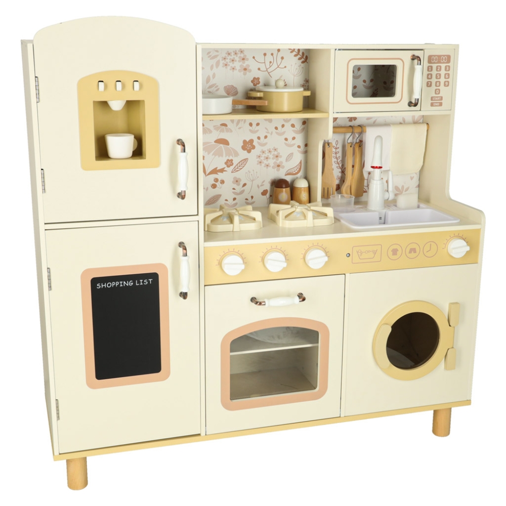 Medinė daugiafunkcinė virtuvė su vandens čiaupu, garsais ir šviesomis 90 cm-Žaislai, Vaikiškos virtuvėlės-e-vaikas