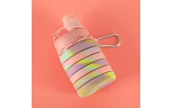 Silikoninė sulankstoma vandens gertuvė su rankena sportinė 500ml vaivorykštė-Maitinimui, Indai, įrankiai, gertuvės, Puodeliai, g