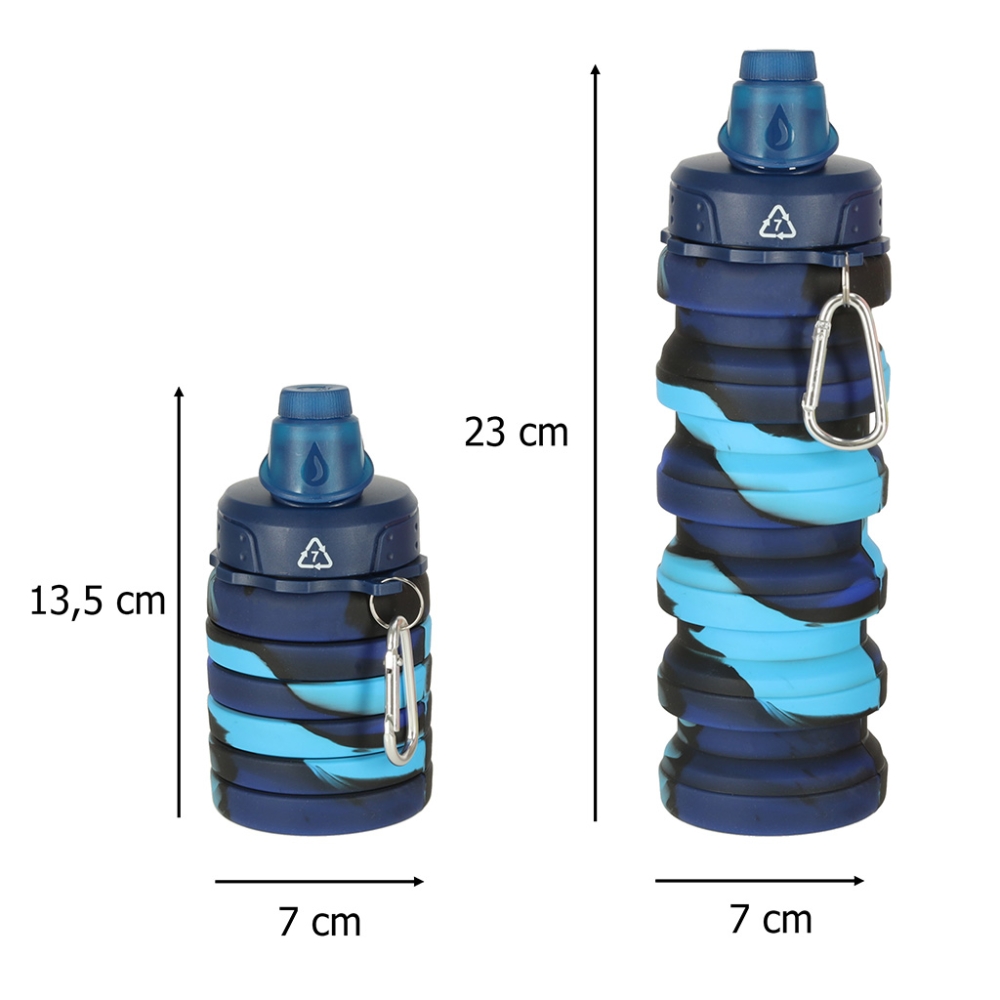 Sulankstoma silikoninė vandens gertuvė su rankena BPA FREE 500ml mėlyna-Maitinimui, Indai, įrankiai, gertuvės, Puodeliai, gertuv