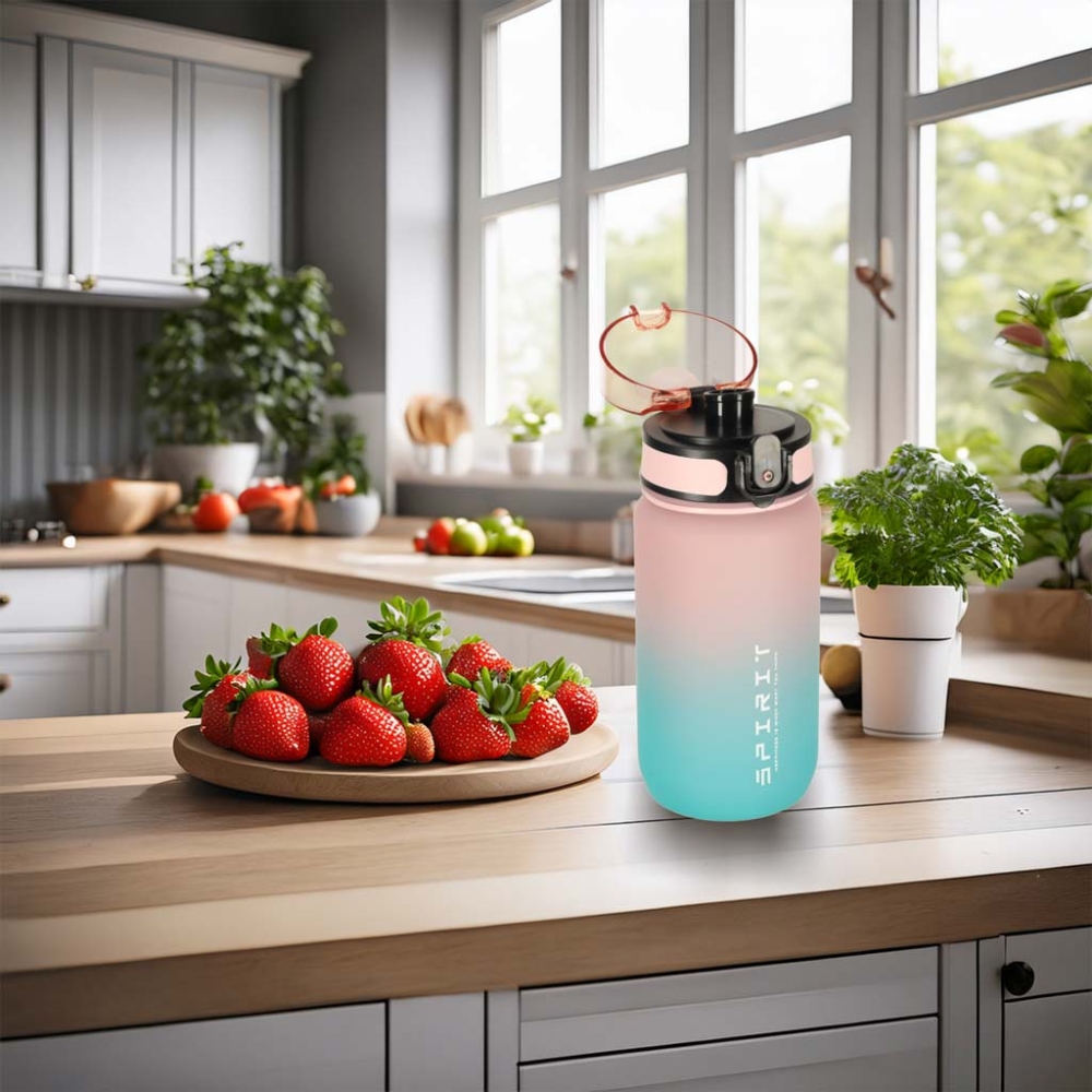 Vandens sportinė gertuvė su kandikliu BPA FREE 600ml rožinės-mėlynos spalvos-Maitinimui, Indai, įrankiai, gertuvės, Puodeliai, g