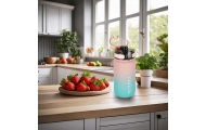 Vandens buteliukas sportinis buteliukas su kandikliu BPA FREE 600ml rožinės-mėlynos spalvos