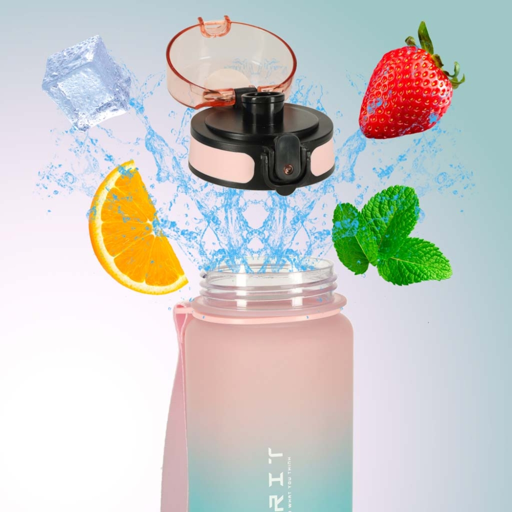 Vandens sportinė gertuvė su kandikliu BPA FREE 600ml rožinės-mėlynos spalvos-Maitinimui, Indai, įrankiai, gertuvės, Puodeliai, g