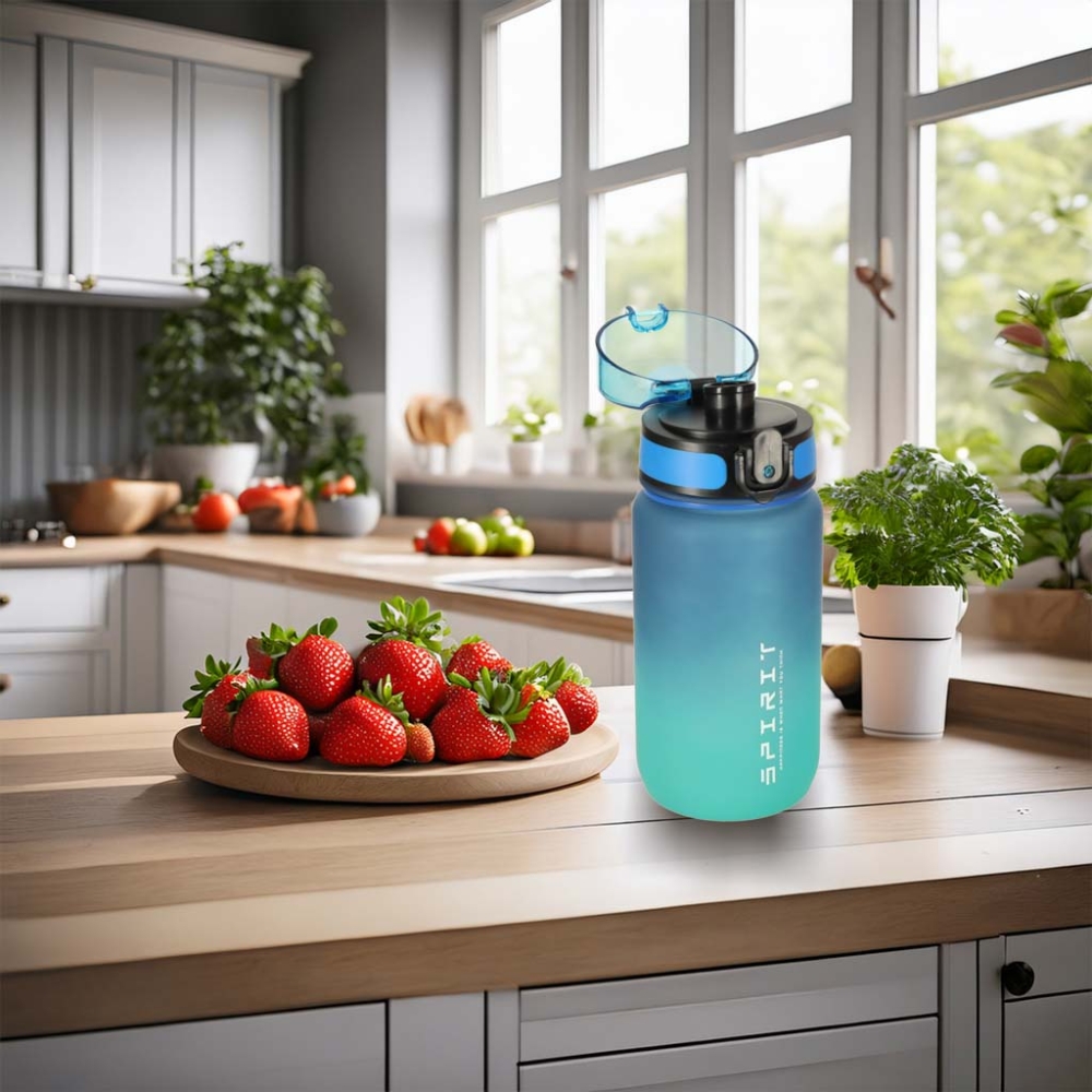 Vandens gertuvė su kandikliu BPA FREE 600ml mėlynai žalios sp.-Maitinimui, Indai, įrankiai, gertuvės, Puodeliai, gertuvės-e-vaik