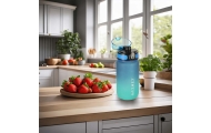 Vandens buteliukas sportinis buteliukas su kandikliu BPA FREE 600ml mėlynai žalios spalvos