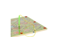 Magnetinis medinės lentos labirinto žaidimas kelionėms dideliame mieste 2 žaidėjams