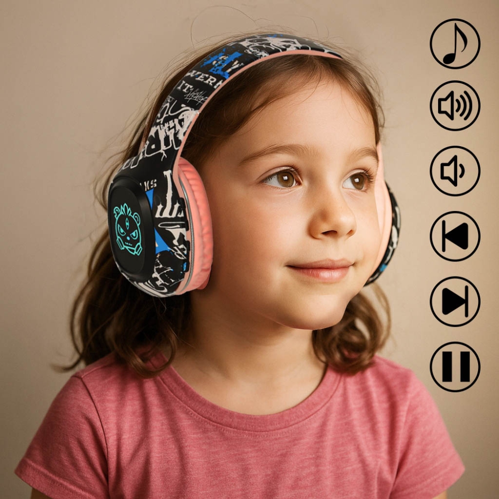 "Bluetooth" belaidės ausinės į ausis "Gaming Sport" rožinės spalvos
