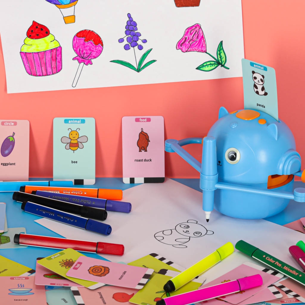 Edukacinis interaktyvus robotas - mokymasis piešti + žymekliai, mėlynas-Žaislai, Kūrybiniai žaislai, Kūrybiniai rinkiniai-e-vaik
