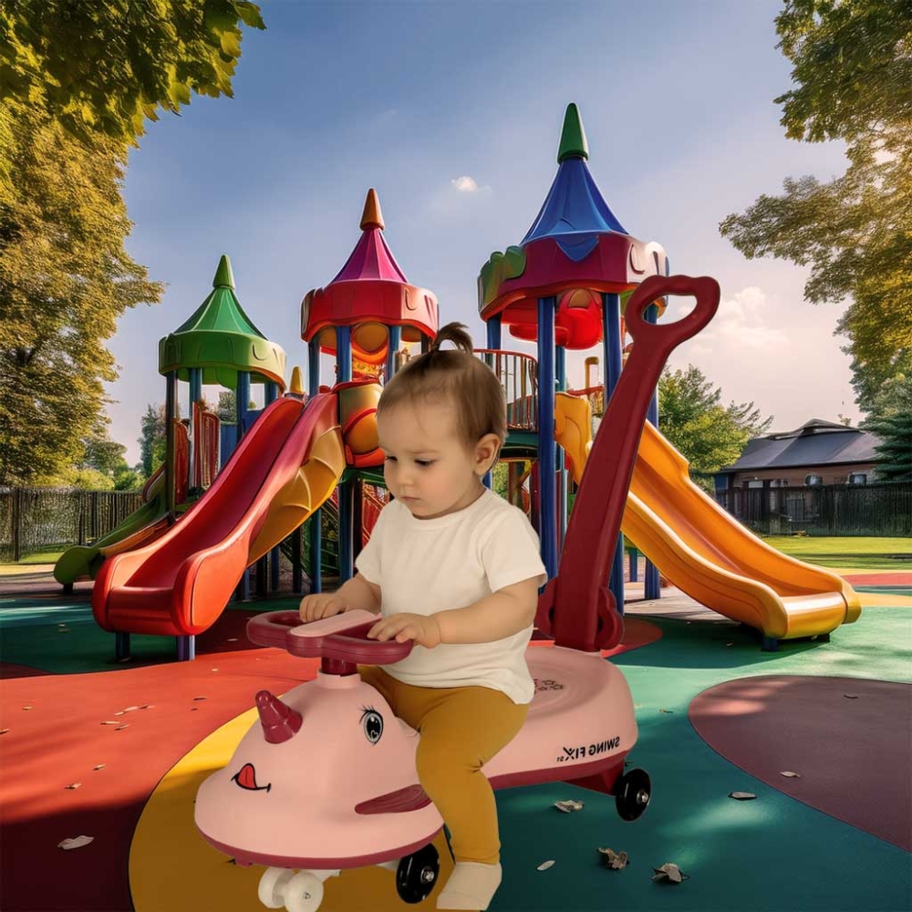 Gravitacinis paspirtukas su rankena LED Swing FIX S1 rožinis max 65kg-Judėjimui, Paspiriamosios mašinėlės ir jų priedai, Paspiri