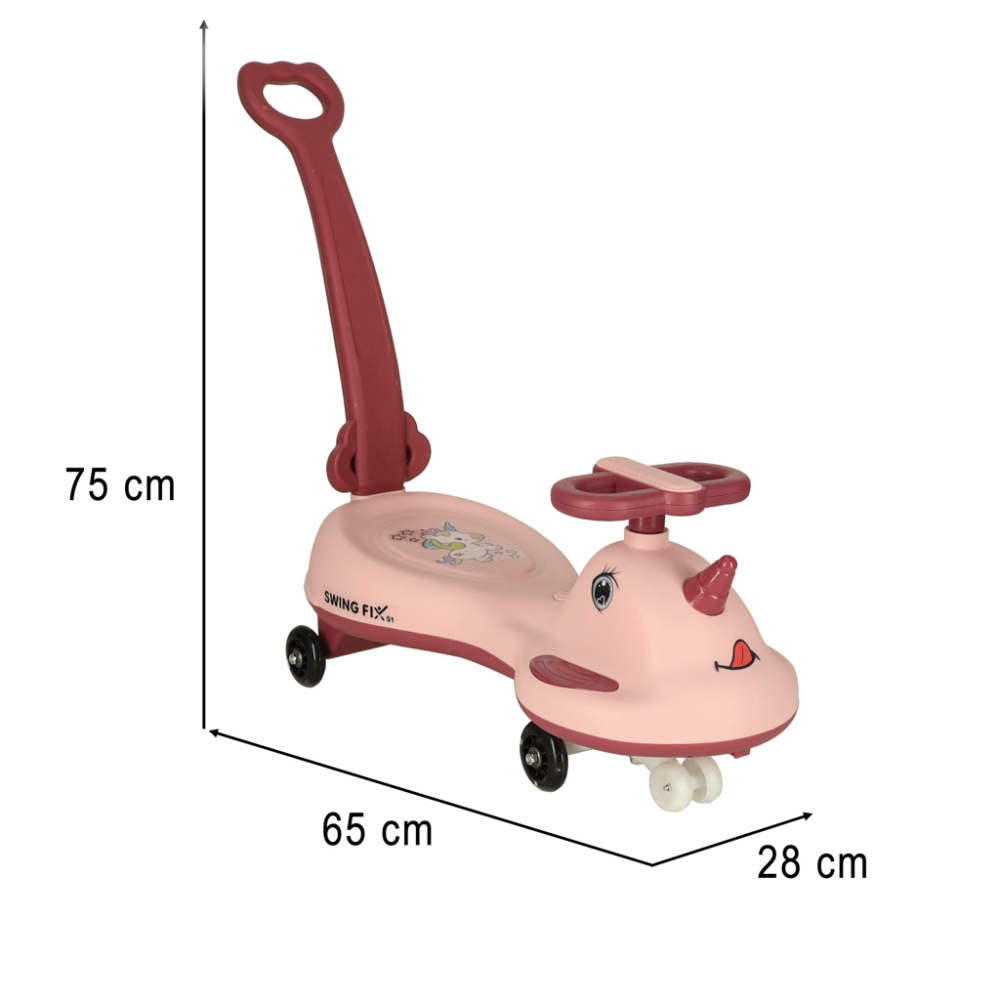 Gravitacinis paspirtukas su rankena LED Swing FIX S1 rožinis max 65kg-Judėjimui, Paspiriamosios mašinėlės ir jų priedai, Paspiri