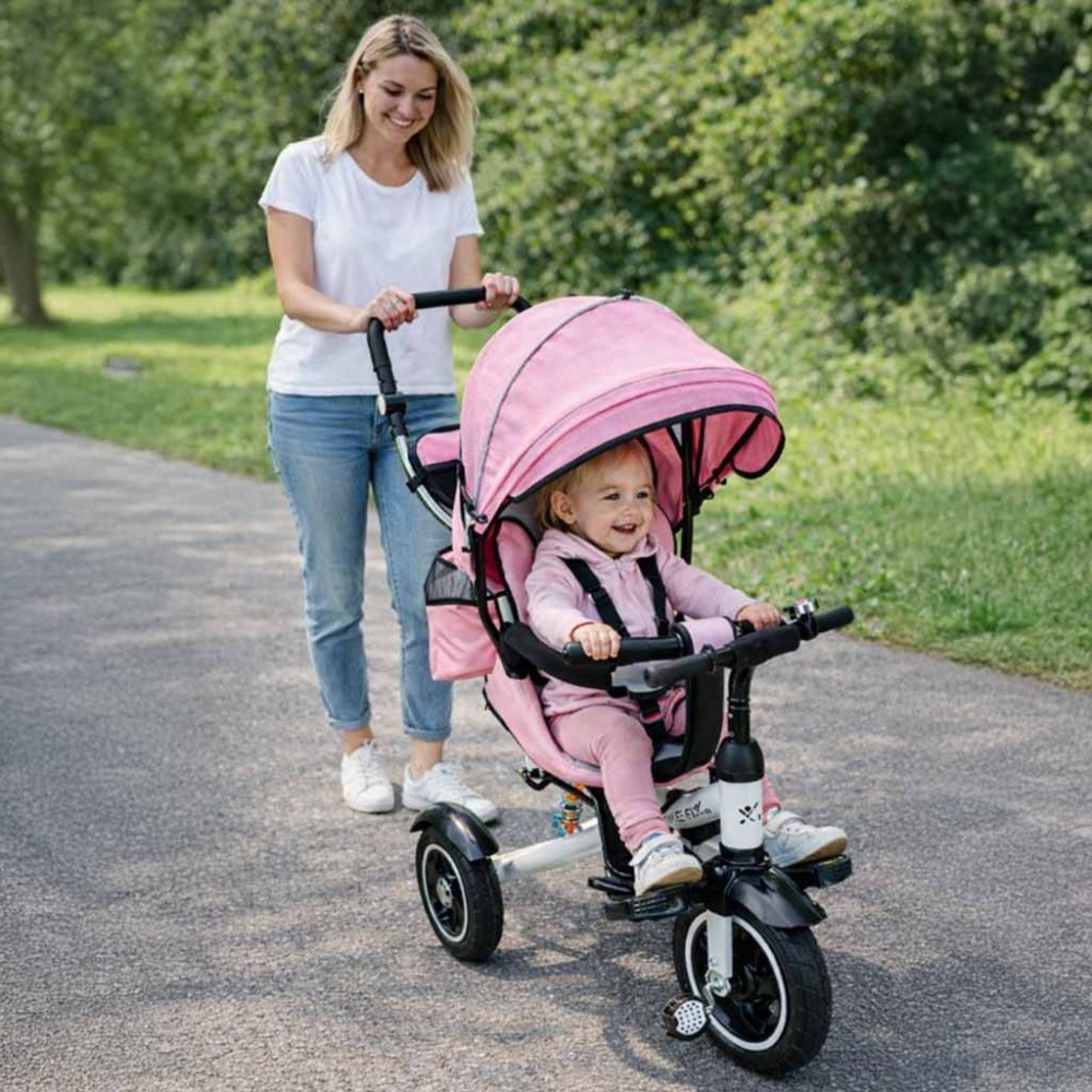 Triratis Trike Fix V3 3in1 360 pasukamas laisvas ratas, rožinis-Judėjimui, Triratukai vaikams-e-vaikas