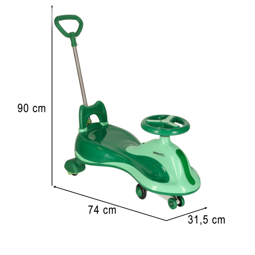 LED Swing FIX S2 gravitacinis paspirtukas su žalia rankena max 100kg-Judėjimui, Paspiriamosios mašinėlės ir jų priedai, Paspiria