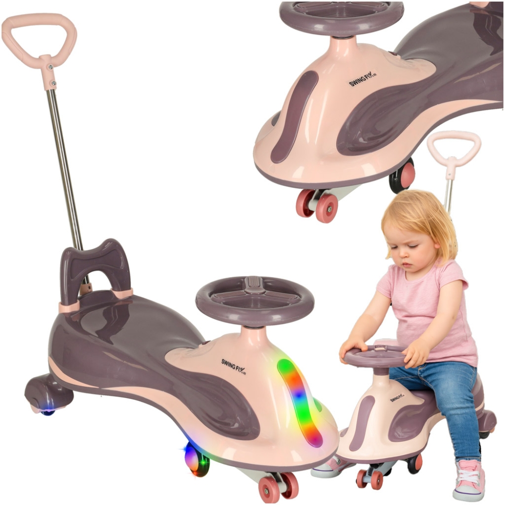 Gravitacinis paspirtukas su rankena LED Swing FIX S2 violetinės spalvos iki 100 kg-Judėjimui, Paspiriamosios mašinėlės ir jų pri
