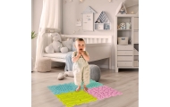 Sensorinis kilimėlis montessori pėdų masažo dėlionė 8 dalių pastelinės spalvos