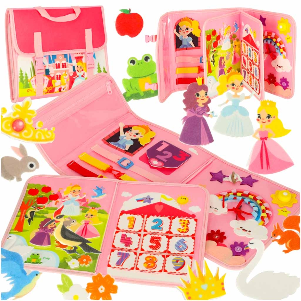 Veltinio edukacinė lenta Sensory montessori Princesė rožinė-Žaislai, Kūdikiams, Žaislai mažyliams (iki 4 m.