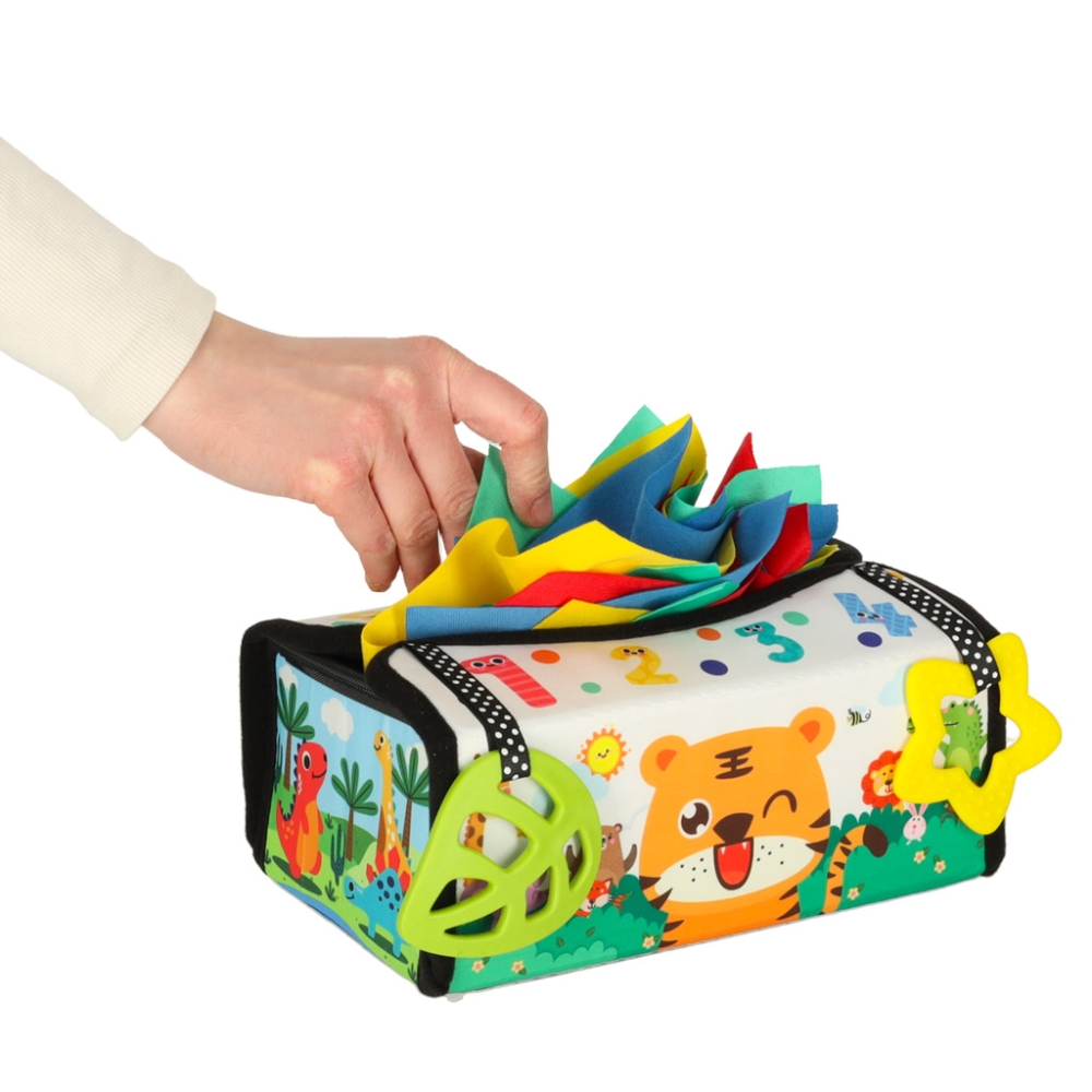 Sensorinių servetėlių dėžutė Montessori Sorteris 2in1-Žaislai, Kūdikiams, Žaislai mažyliams (iki 4 m.
