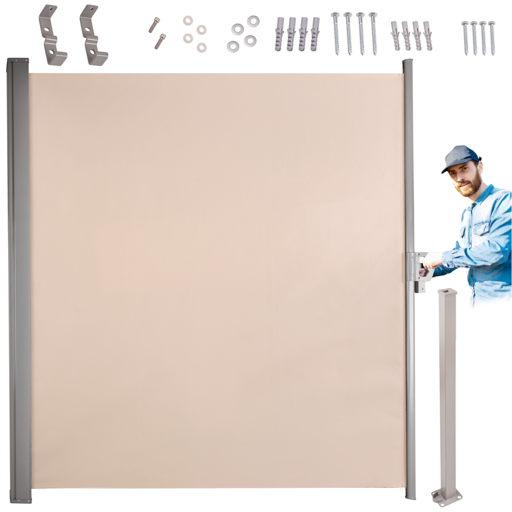 Šoninė terasos markizė LUARO Ištraukiama uždanga, 180 x 400 cm, smėlio sp.