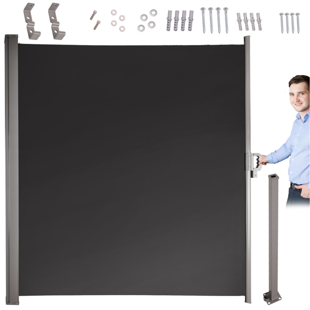 Šoninė terasos markizė LUARO Ištraukiama uždanga, 180x400 cm pilkos sp.
