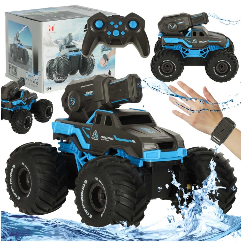 RC amfibija automobilis, valdomas rankų gestais + 2 nuotolinio valdymo pulteliai mėlynas-Žaislai, Auto ir transporto žaislai, Va