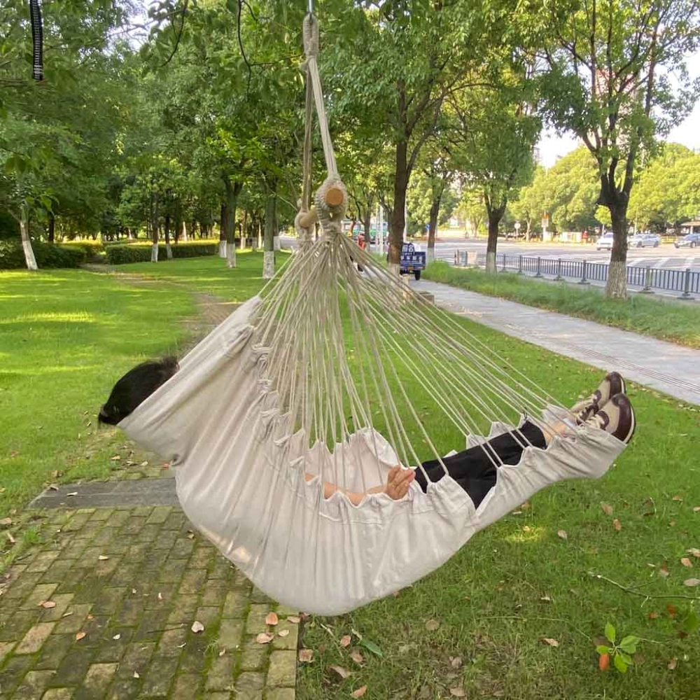 Pakabinamas krėslas - sūpynės 130 cm, smėlio spalvos-Namai, laisvalaikis, turizmas, Sodo sūpynės-e-vaikas