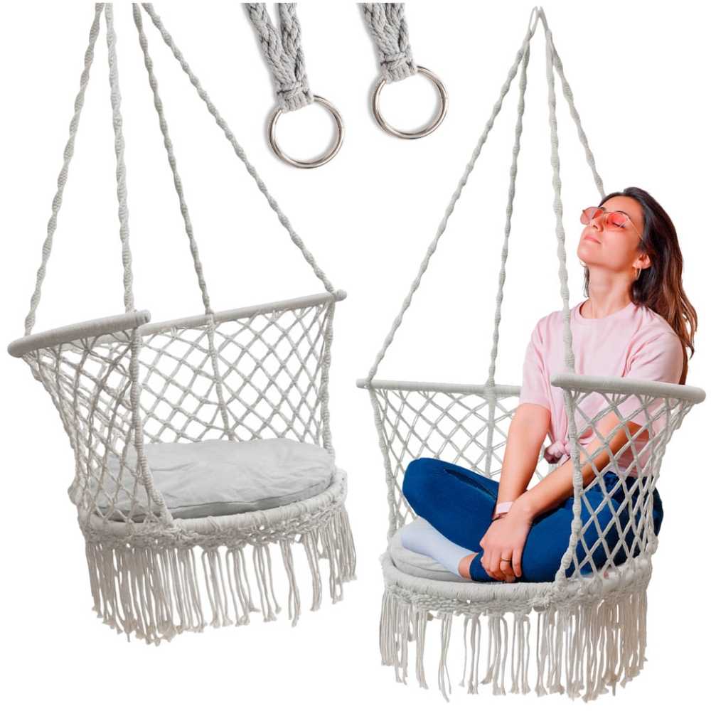 Sodo sūpynės Stork's nest su atlošu 80 cm 150 kg, pilkos spalvos-Namai, laisvalaikis, turizmas, Sodo sūpynės-e-vaikas