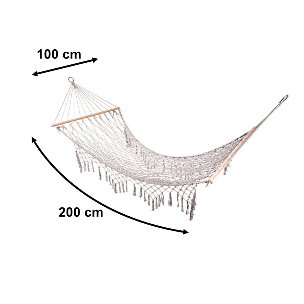 Sodo hamakas boho su kutais 200cm, pilkas-Namai, laisvalaikis, turizmas, Sodo sūpynės-e-vaikas