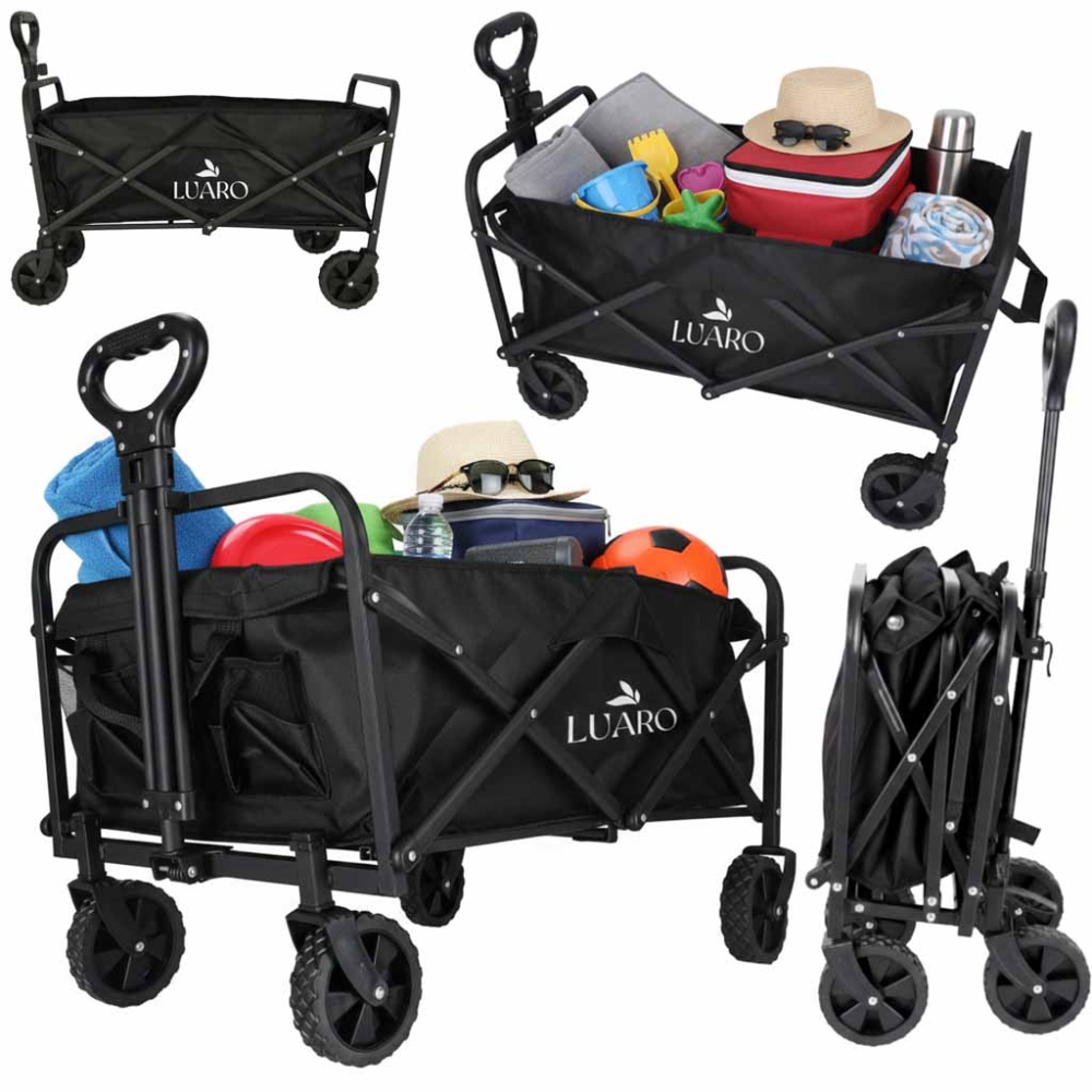 Sulankstomas paplūdimio / pirkinių vežimėlis 360 teleskopinė rankena