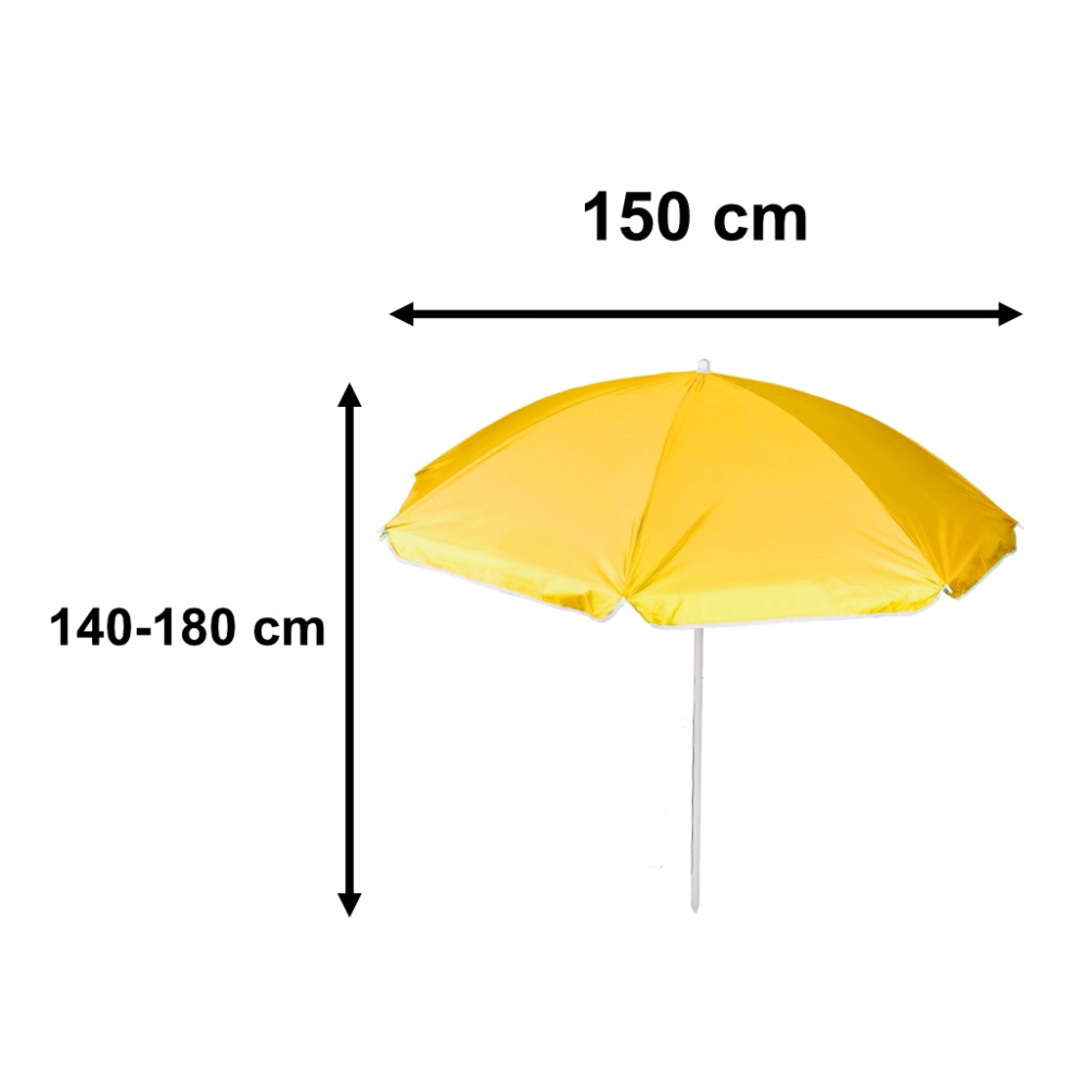 Reguliuojamas sulankstomas paplūdimio skėtis UV 150 cm geltonas