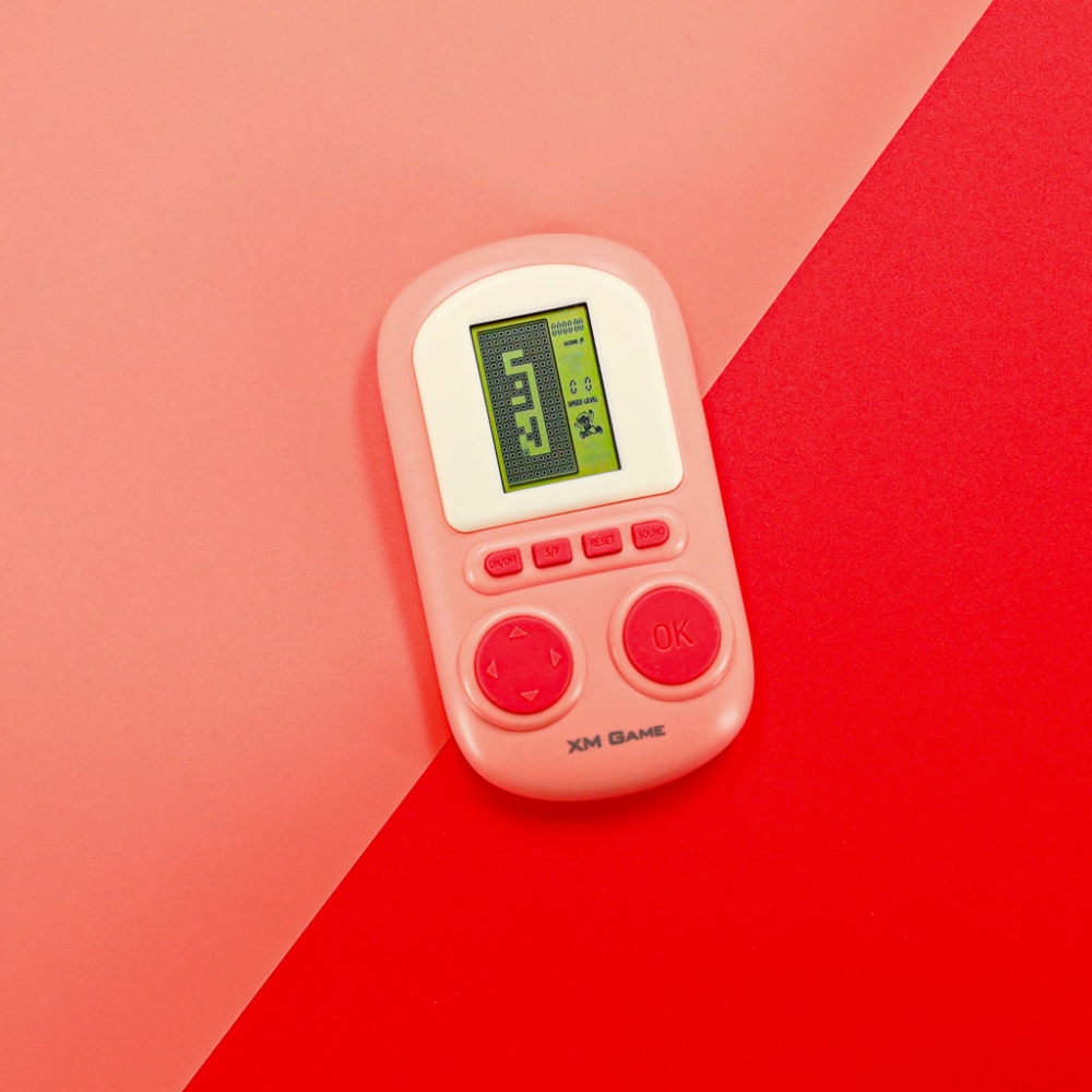 Elektroninis arkadinis žaidimas mini nešiojamas kišeninis tetris rožinis-Žaislai, Stalo žaidimai, Žaidimų konsolės-e-vaikas