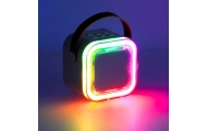 Karaokės rinkinys 2 mikrofonai + nešiojamas garsiakalbis BLUETOOTH USB LED rožinis