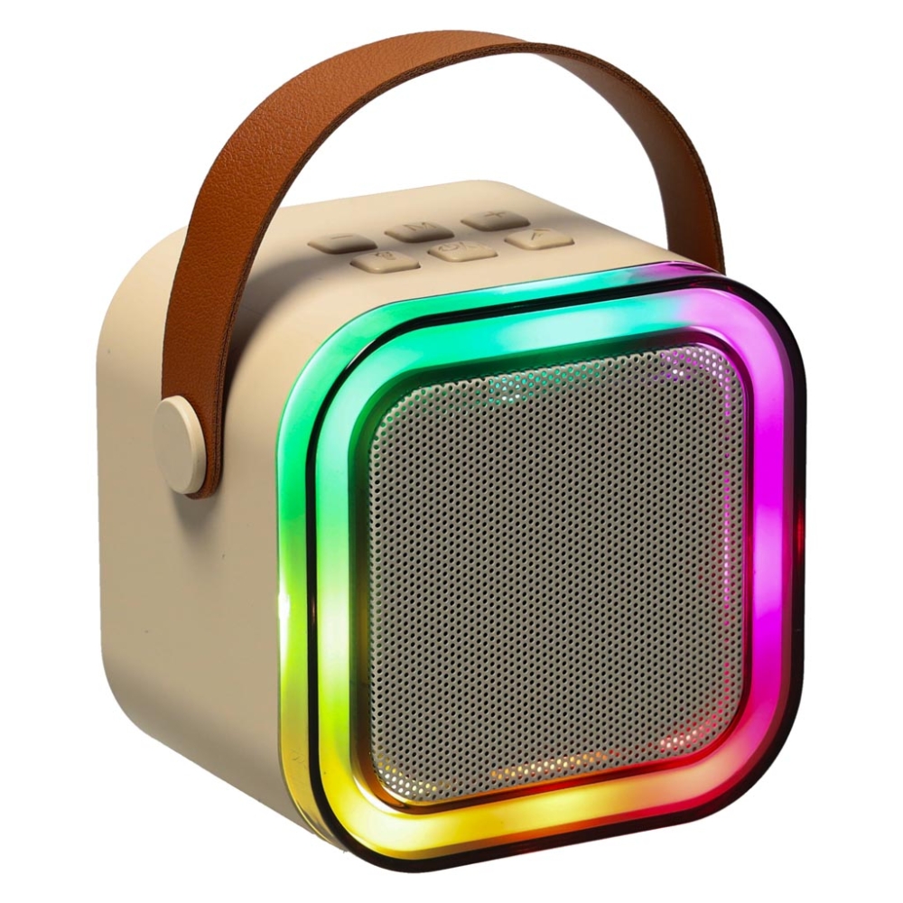 Karaokės rinkinys "Bluetooth" garsiakalbis mikrofonas USB LED smėlio spalvos
