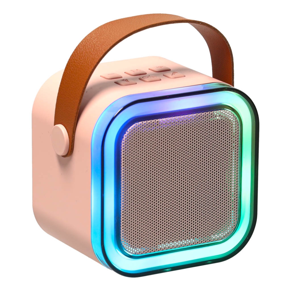 Karaokės rinkinys Bluetooth garsiakalbis mikrofonas USB LED rožinis