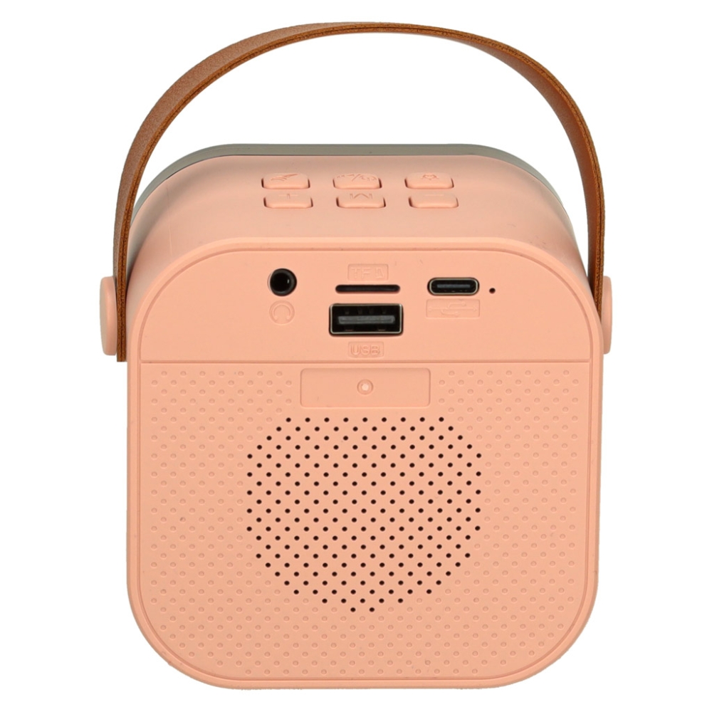 Karaokės rinkinys Bluetooth garsiakalbis mikrofonas USB LED rožinis