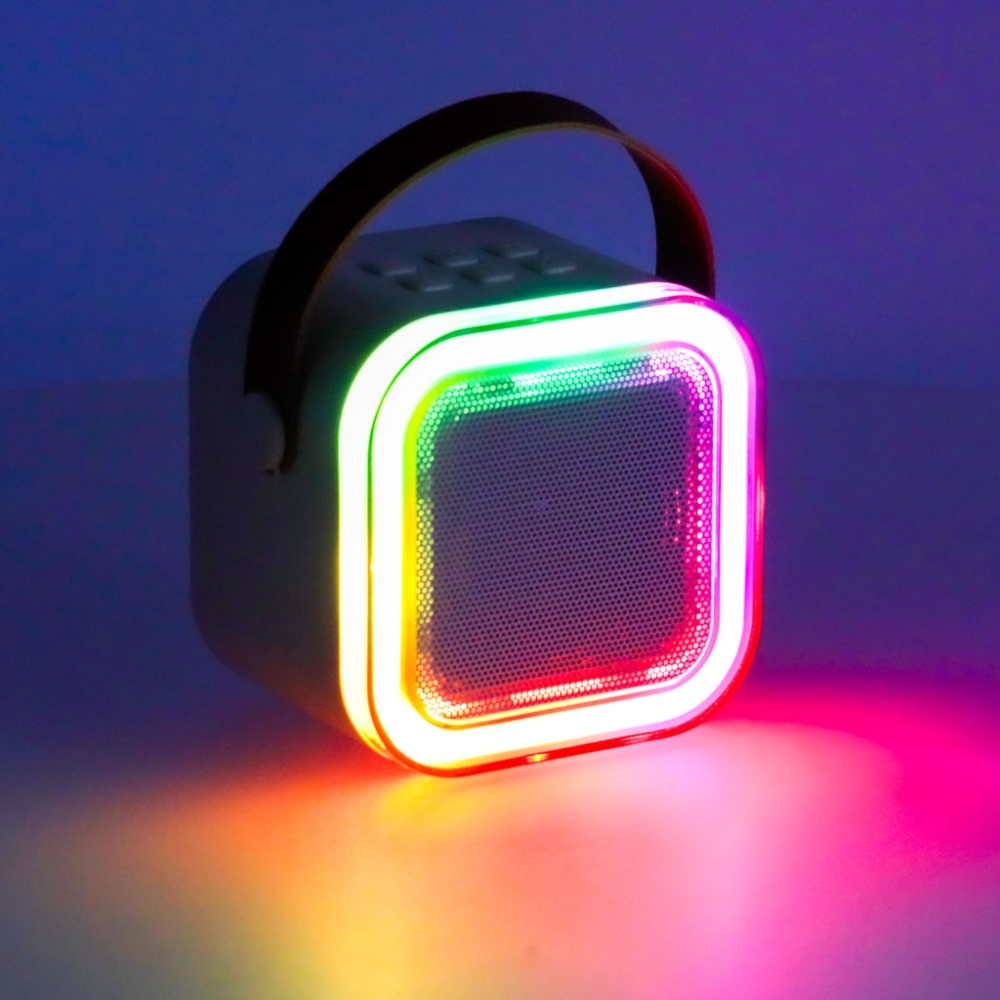 Karaokės rinkinys Bluetooth garsiakalbis mikrofonas USB LED rožinis